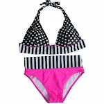 Polka Dot Print Fashion Bikini voor dames, tweedelige badpak. Zomerse stijl en comfort voor strand en zwembad, een modieuze keuze. — foto 4