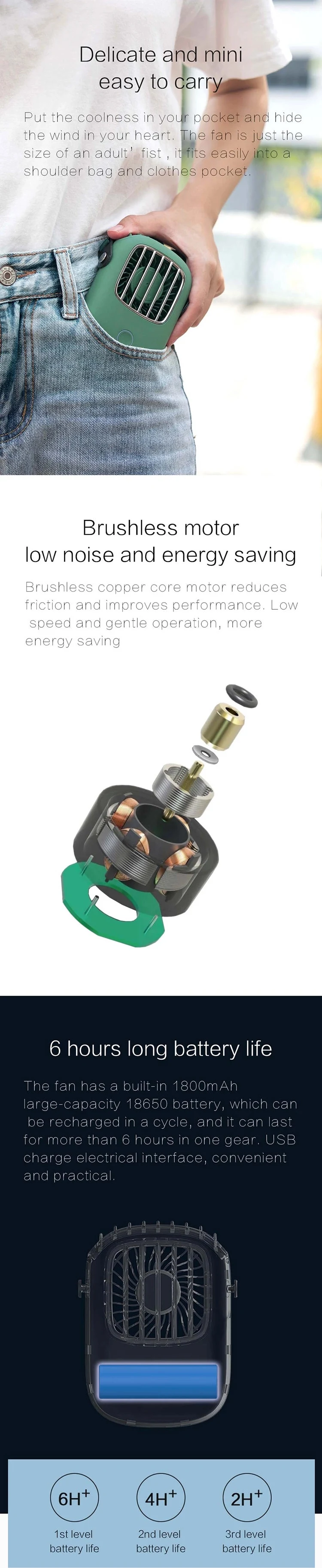 Title 9, Mini Ventilador de Pescoço Portátil USB 5V Clim...