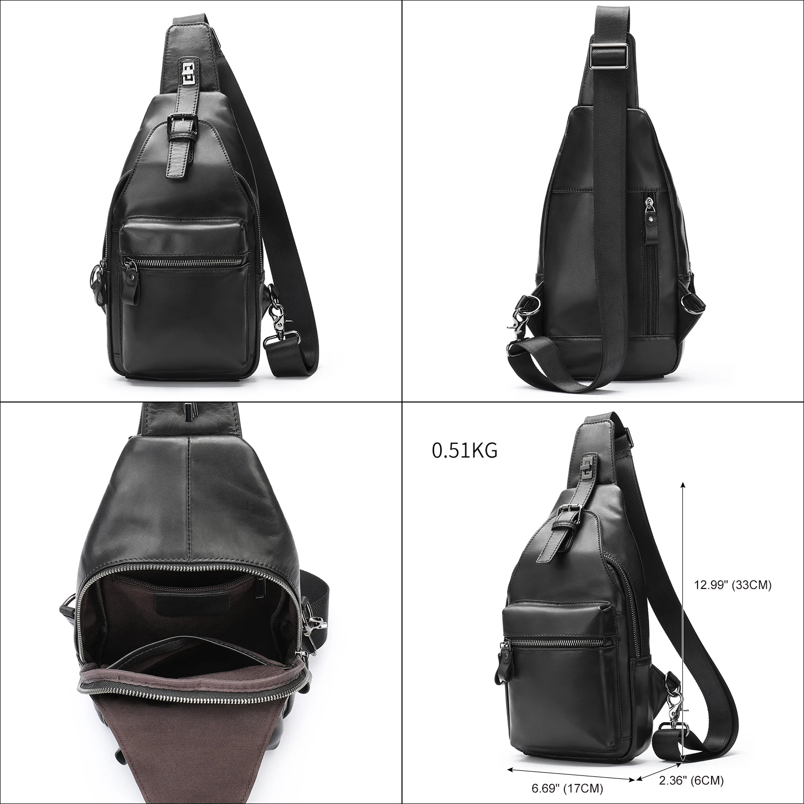 Bolsa de Peito de Couro Masculina Estilo Crossbody Bolsa Transversal Masculina Design moderno e prático Ideal para carregar seus itens essenciais com segurança — foto 4