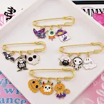 Broche de Halloween infantil com abóbora, morcego, aranha, lâmpada e mais. Um pin para sacolas e roupas, perfeito para crianças. — foto 7