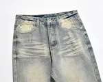Men's Distressed Scratches Denim Straight-leg Pants. Comfortable, stylish jeans with a vintage look and feel. Perfect fo — photo 15