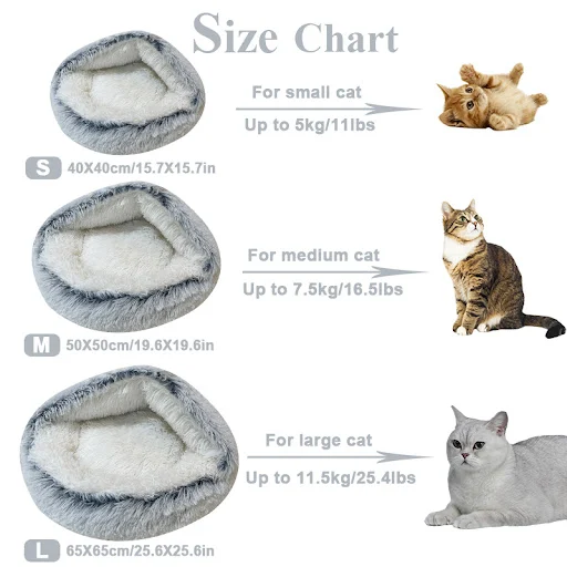 Winter Long Plush Pet Cat Bed Round Cat Cushion Cat House 2 In 1 Warm Dog Basket Cat Sleep Bag Cat Nest Kennel For Small — photo 1