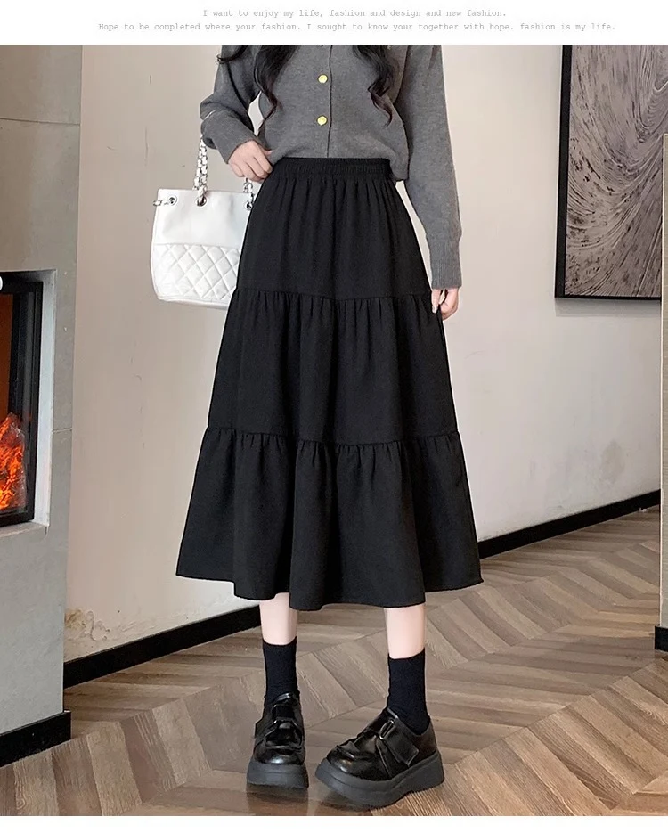 Saia A-line feminina versátil de cintura alta com barra ampla, ideal para looks elegantes e confortáveis em diversas ocasiões. — foto 11