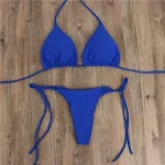2-delige halter bikiniset voor dames, zomer effen kleur, sexy split bandjes, verstelbaar badpak. Perfect voor strand of zwembad. — foto 8