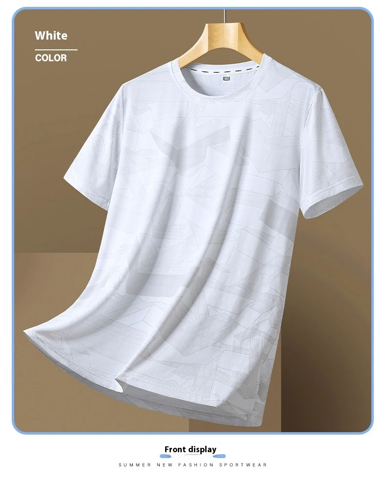 Men's Summer Ice Silk Loose Quick-drying Short-sleeved T-shirt. Lightweight, breathable and perfect for hot weather comf — photo 6