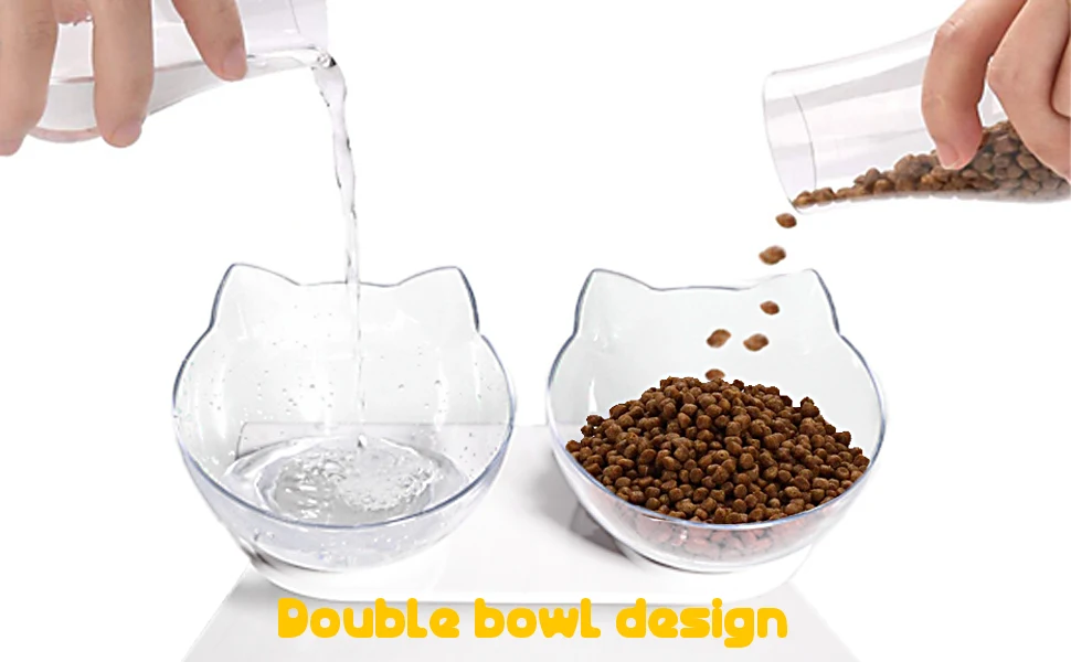 Title 5, Cat Double Bowl Cat Bowl Dog Bowl Non-slip Food...