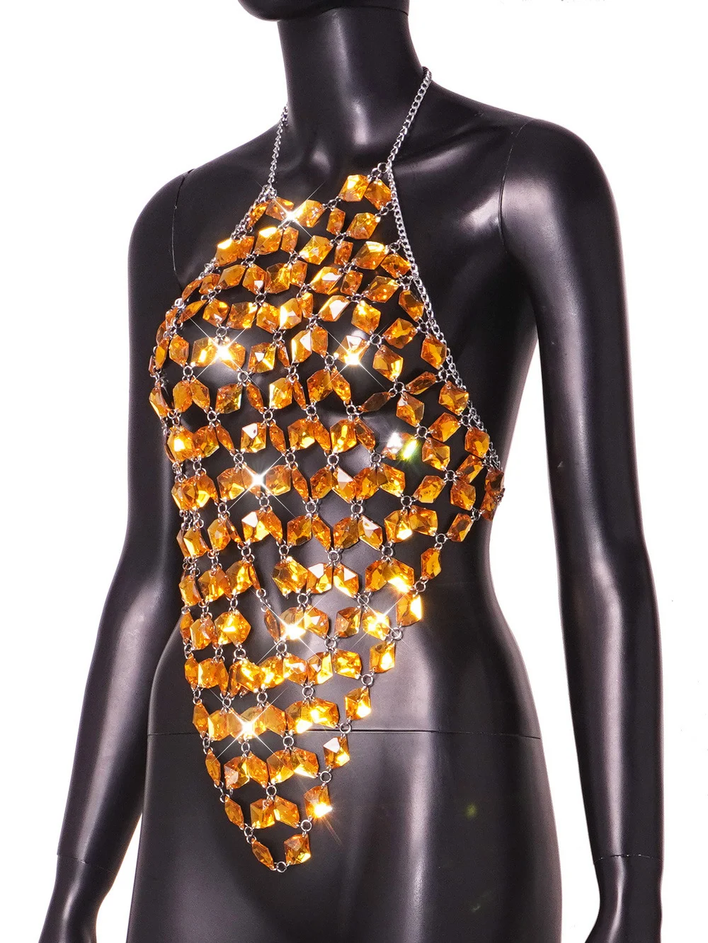 Title 28, Womens Acrylic Gem Stitched Backless Vest
