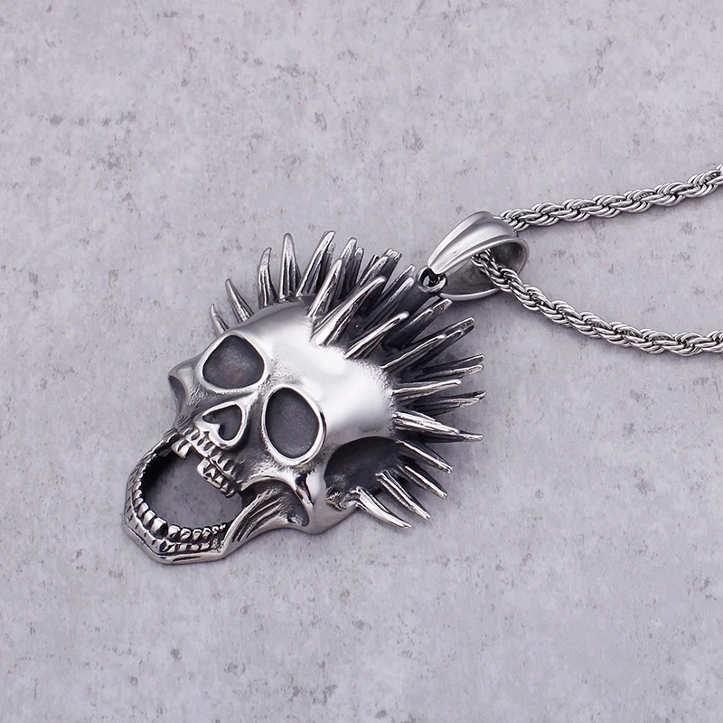 Pingente Punk de Aço Inoxidável Caveira Retro Hip Hop Fantasma. Um acessório estiloso e resistente para expressar sua atitude e personalidade. — foto 4
