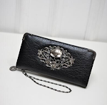 Cartera de mujer clutch monedero PU cuero cremallera larga diseño calavera flores monederos señoras práctica y elegante para uso diario — foto 4