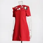 Bow Hollow Design Fashion Socialite Style Temperament Red Slimming Dress — photo 16