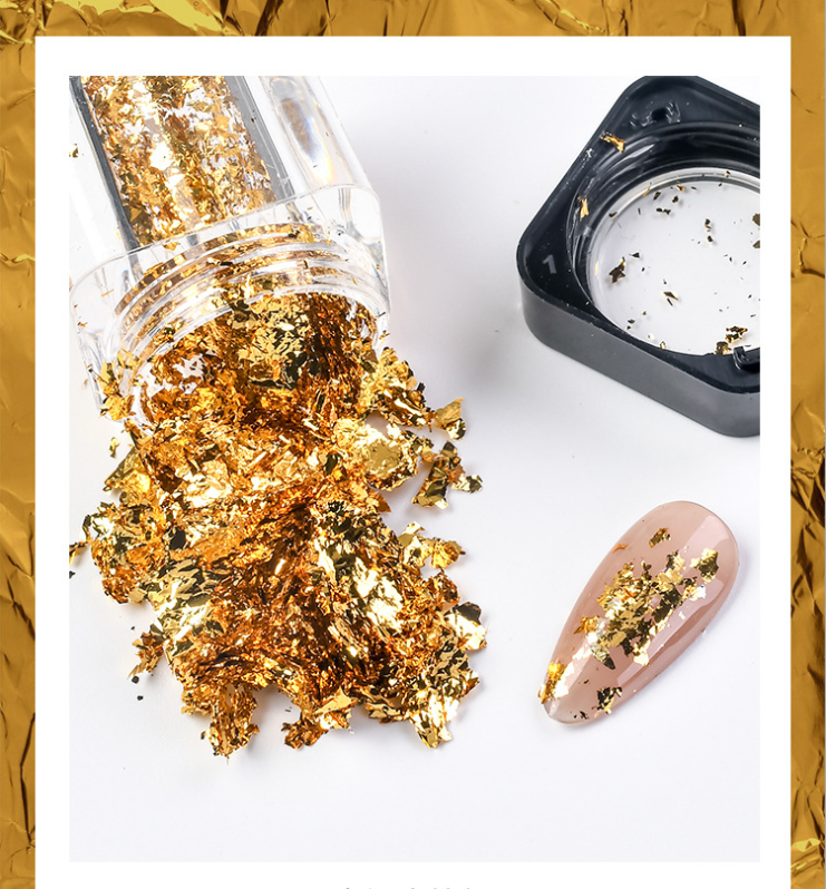 Title 1, Gold foil nail art fragments for dazzling glitt...