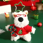 Plush West Highland Christmas Puppy Key Chain Cute Student Schoolbag Pendant Couple Small Gift Great for Students and Co — photo 3
