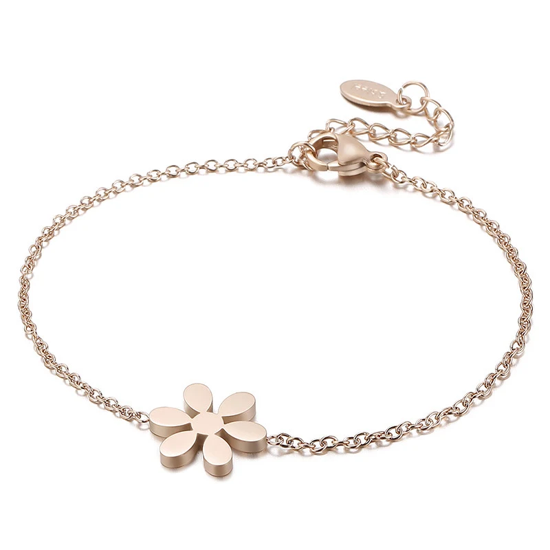 Pulseira de aço inoxidável com padrão floral simples, ideal para um toque de elegância natural, durável e perfeita para uso diário. — foto 4