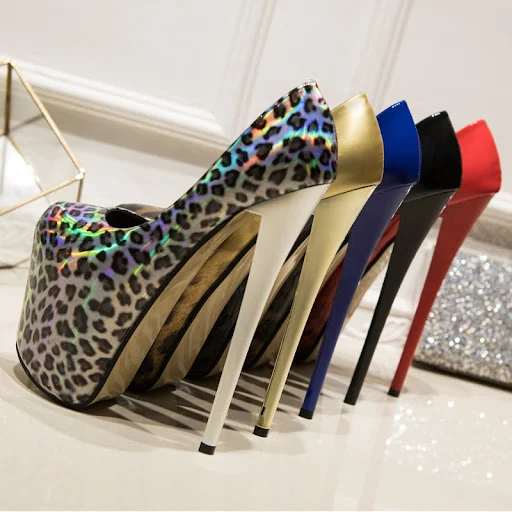 Title 4, Super High Stiletto Gradient Leopard Print High...