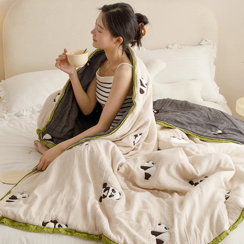 Edredom de gaze de dupla camada Cartoon Cloud Yarn Puff, leve e respirável, perfeito para um sono aconchegante e confortável para todos. — foto 20