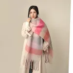 European and American mohair plush warm leisure versatile lattice scarf, a comfortable and stylish accessory for any occ — photo 32