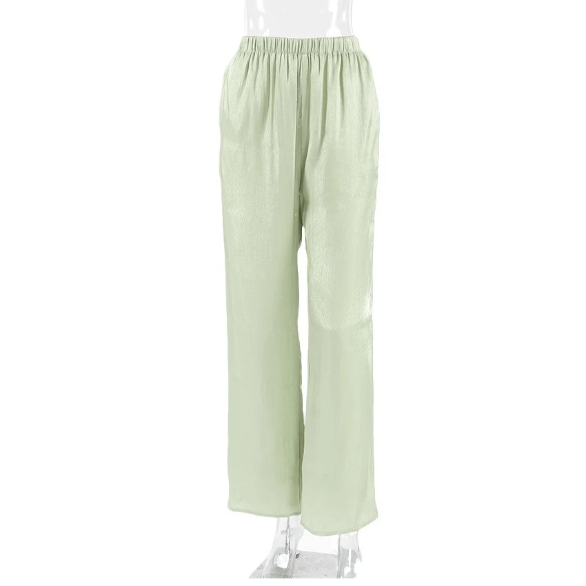 Women's Textured Gold and Silver Woven Casual Drooping Straight Pants. Comfortable, stylish, and versatile for everyday — photo 1