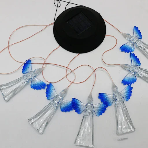 Title 5, Solar Wind Chime Lamp Angel Outdoor Hummingbird...