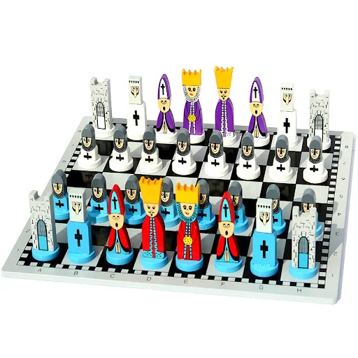 Title 4, Childrens Chess Solid Wooden Doll Puzzle Chess...