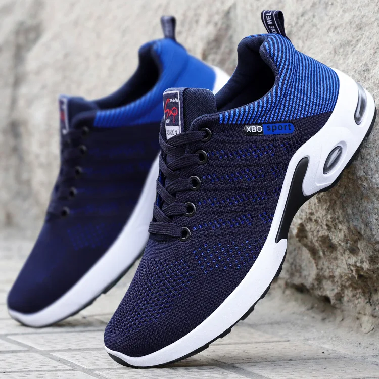 Męskie buty z siatki w paski, oddychające, lekkie, sznurowane sneakersy, idealne do biegania, sportu i na co dzień. — zdjęcie 5