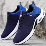 Męskie buty z siatki w paski, oddychające, lekkie, sznurowane sneakersy, idealne do biegania, sportu i na co dzień. — zdjęcie 5