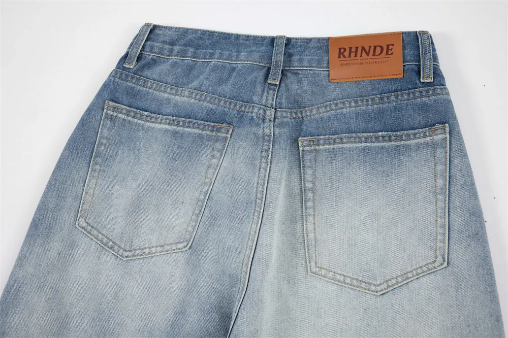 Title 15, Heren denim straight-leg broek met gradient was...