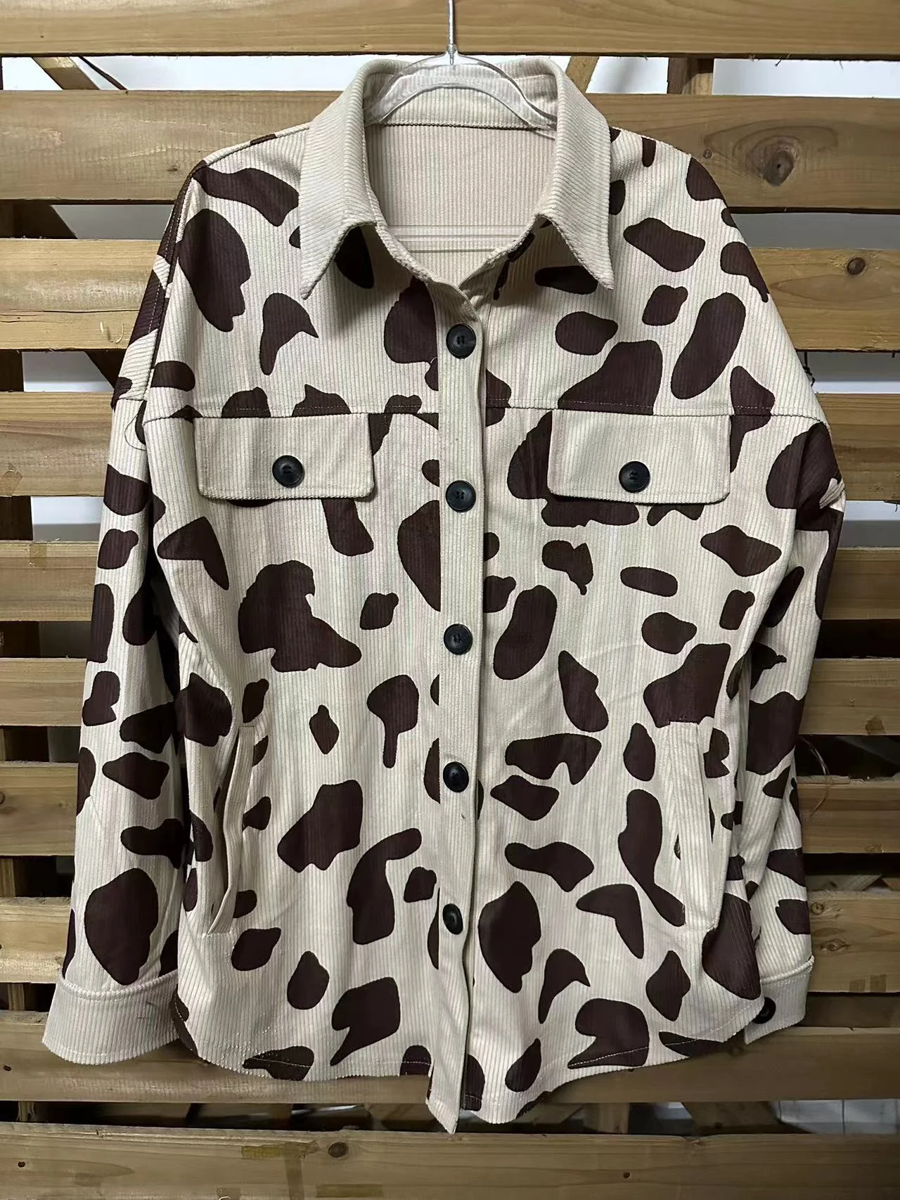 Title 5, Cardigan Top Leopard Print Single-breasted Mid-...
