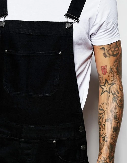 Title 6, Mens Fashion Sling Denim Romper, Sleeveless De...
