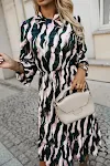 Women's Fashion Bowknot Zebra Print Long Sleeve Dress, a stylish dress for women, perfect for special occasions, offerin — photo 7
