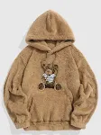 Flannel Fabric Plush Bear Embroidery Badge Hooded Sweater, providing warmth and comfort, perfect for cozy days and casua — photo 12