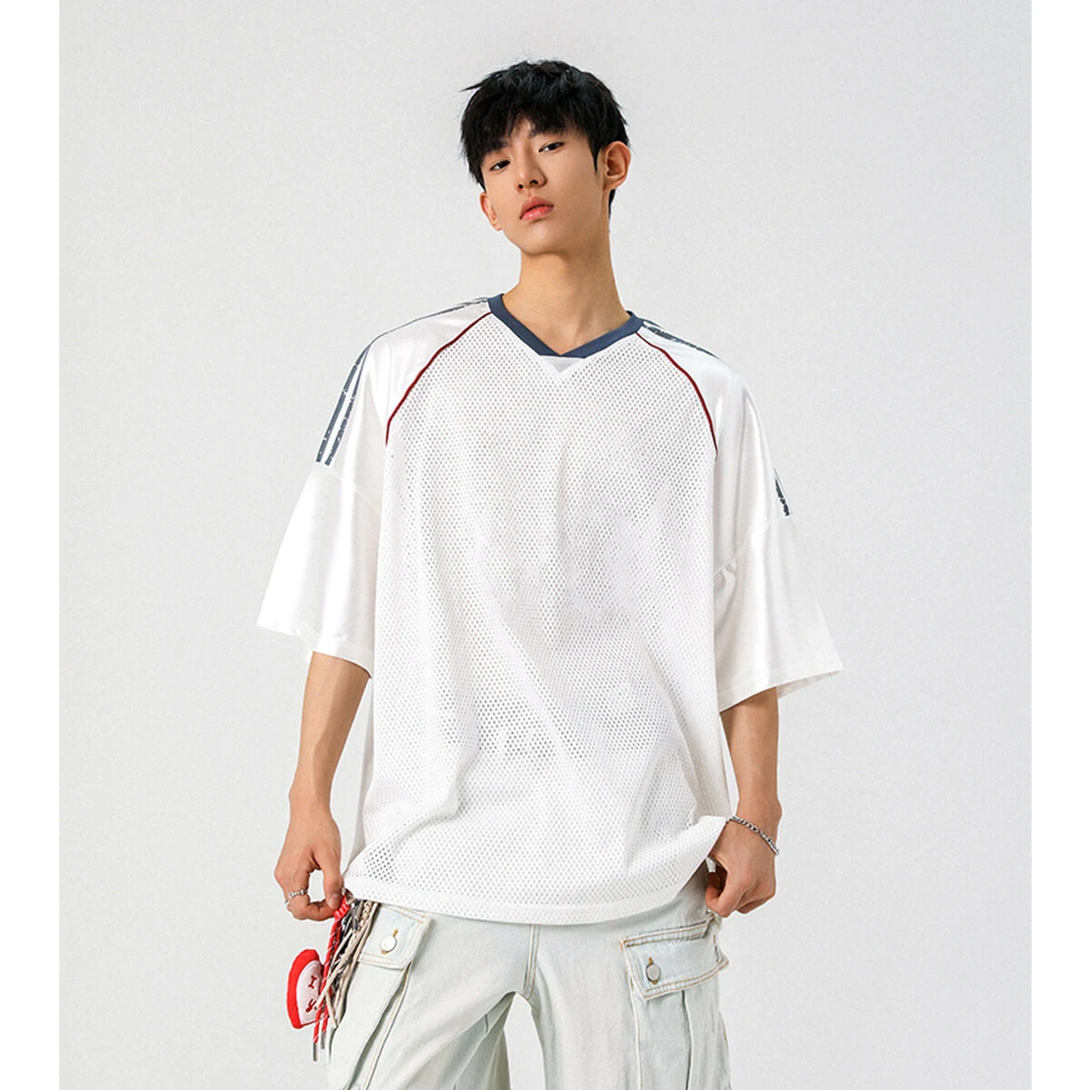 Breathable Mesh Jersey Plus Size Short Sleeve T-shirt. Designed for comfort and airflow, perfect for warm weather and ac — photo 3