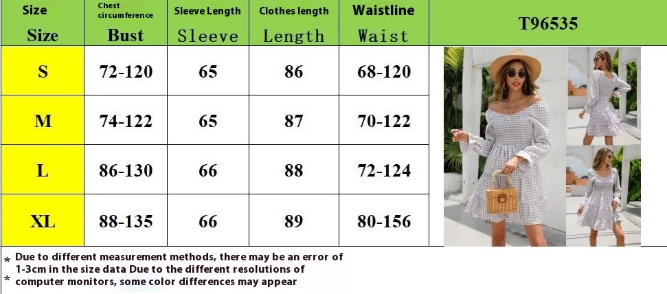 V-neck Smocking Simple Plaid A- Line Solid Color Dress Women — photo 1