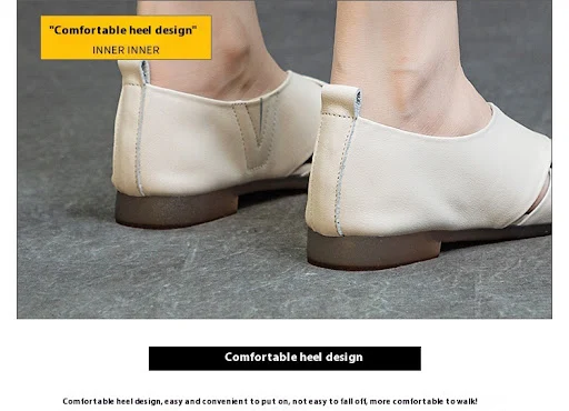 Title 8, Womens Cowhide Leather Sandals, Flat Heel, Sof...