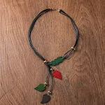Colar pingente de folha de madeira estilo étnico Ornamento popular vintage feminino — foto 2