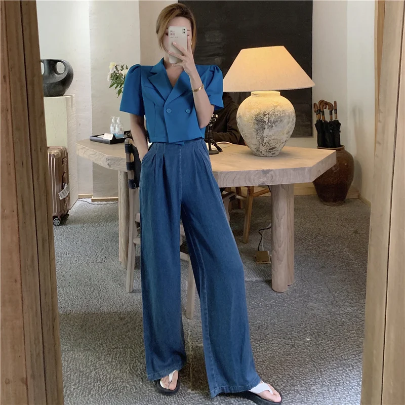 Title 1, Tuta in Denim Retro Slim con Bretelle e Pieghe,...