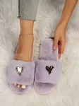 Chinelos Femininos Peludos de Inverno para Casa Conforto e Calor Sapatos de Pelúcia Fofinhos e Acolchoados Pantufas de Pelo para Ambientes Internos — foto 4