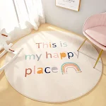 Cartoon slaapkamer rond tapijt schattig nachtkastje woonkamer salontafel hangmand vloermat — foto 2