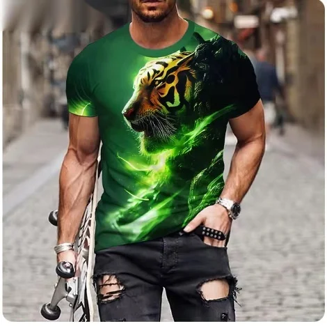 Title 7, Mens Fashion Personality Fierce Lion Printing ...