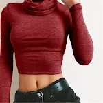 Crop top con collo alto da donna, elegante e versatile. Perfetto per un look moderno e sofisticato. Abbinalo a pantaloni o gonne a vita alta. — foto 3