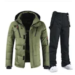 Green jacket black pants