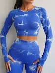 Seamless Knitted Tie-dye Yoga Clothes Fitness Suit for Women Comfortable & Stylish Workouts Perfect for Yoga, Pilates, & — photo 3