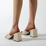 Zomer dames sandalen en slippers, dikke hak, vierkante neus, grote maat, eenvoudig en modieus, perfect te combineren. — foto 4