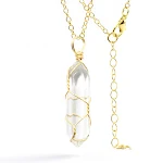 Collar con colgante de bala de piedra natural envuelto a mano, cristal de columna hexagonal para equilibrio y protección. — foto 45