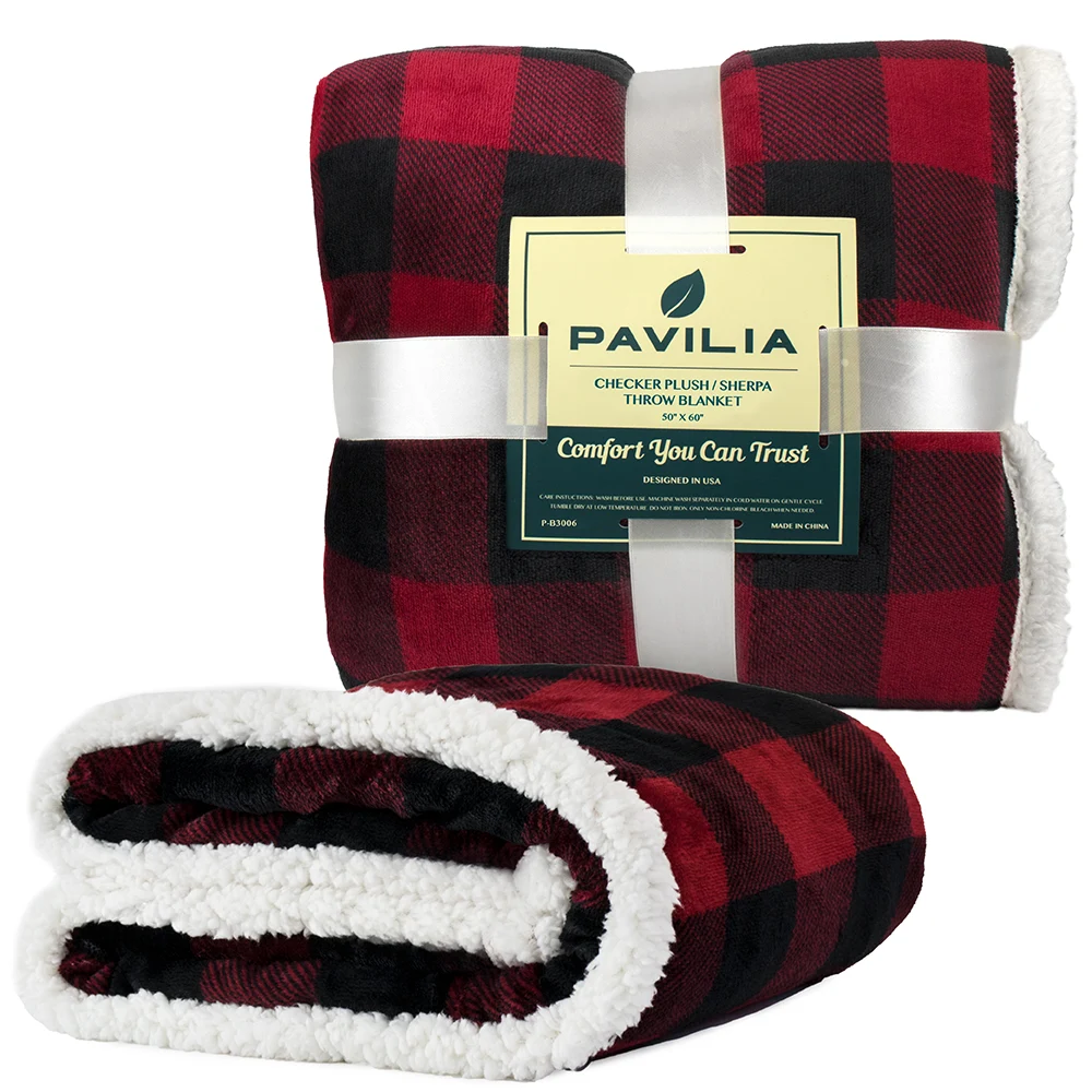 Title 2, Red plaid flannel wool blanket, perfect for coz...