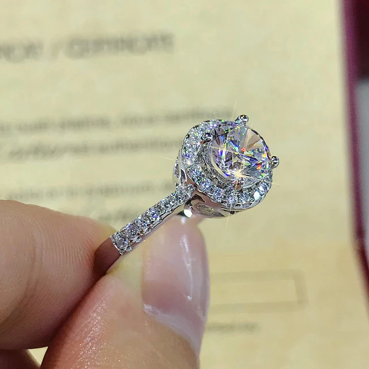 Title 4, Anel de diamante Mosang com zircônia para mulhe...