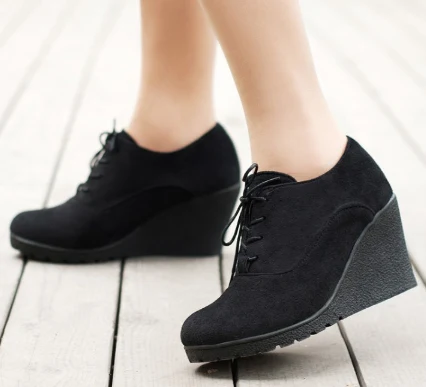 Title 7, Womens Flat Casual Ankle Boots Lace-up Wedge S...