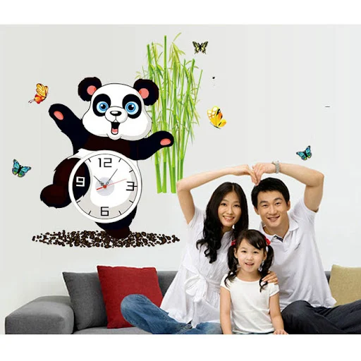 Title 5, Adesivi murali panda orologio creativo, decora ...