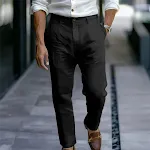 Calças Casuais Masculinas Juvenis de Linho, Cor Sólida, Respiráveis, Perfeitas para Atividades ao Ar Livre, Confortáveis e Frescas — foto 10