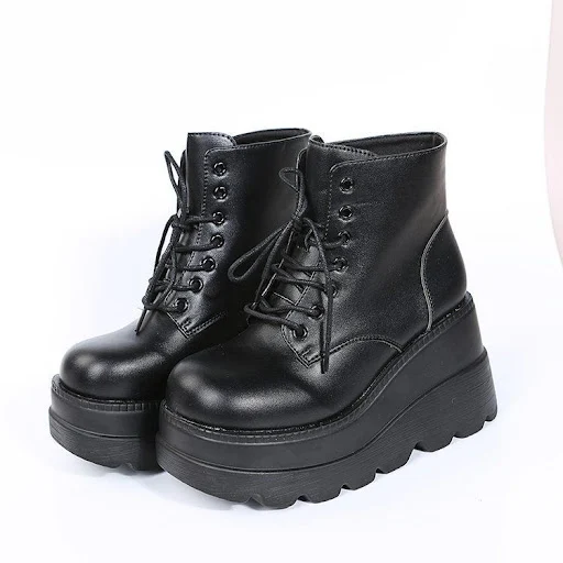 Title 4, Botas Femininas Estilo Britânico Plataforma Wed...