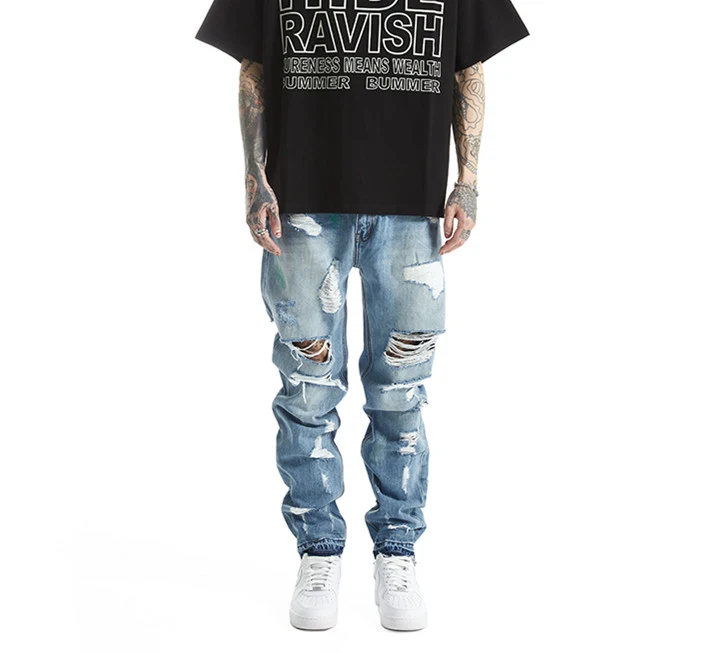 Title 3, Mens Summer Thin Ripped Casual American Jeans ...